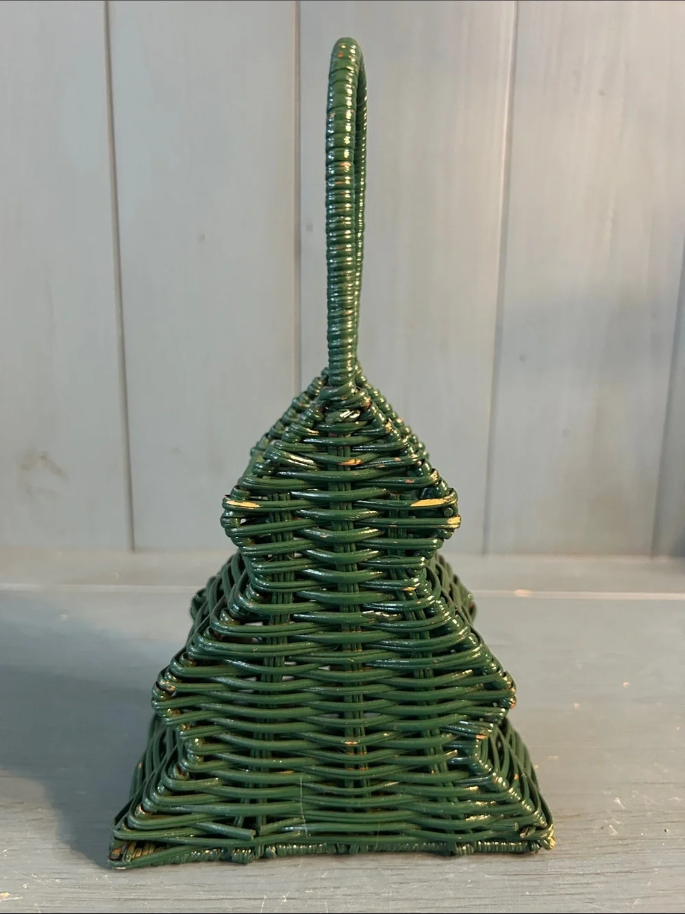 Dark Green Woven Wicker Tree Basket - Christmas Decor